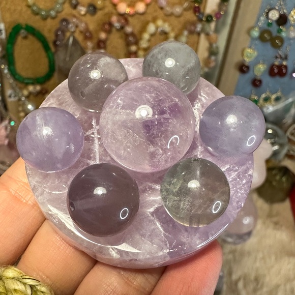 Amethyst & Multi-color Fluorite Beads Crystal Set #2 with Plate 14.9-21.5mm - Picture 2 of 3